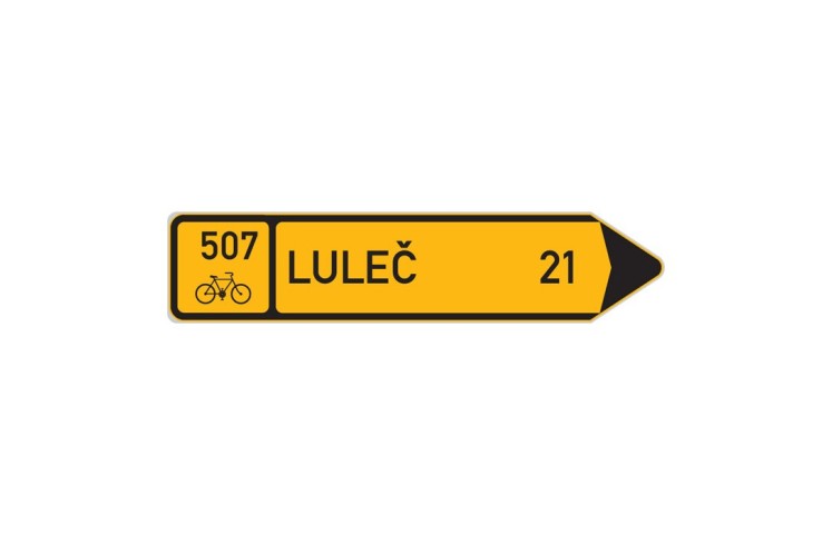 Cyklo značka IS19c - Směrová tabule pro cyklisty (s jedním cílem) Cyklo značka IS19c - Směrová tabule pro cyklisty (s jedním cílem)