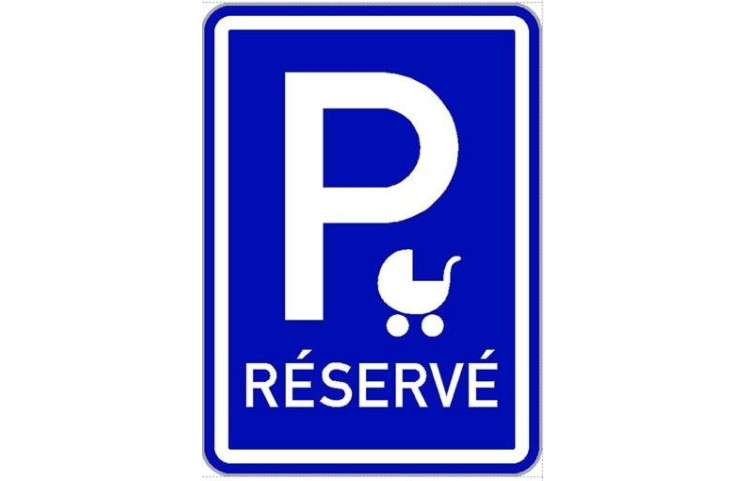 Dopravní značka IP12 + kočárek - Vyhrazené parkoviště pro kočárek