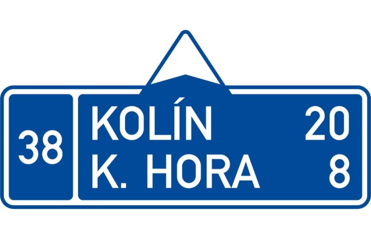 Dopravní značka IS3b - Směrová tabule (s dvěma cíli) Dopravní značka IS3b - Směrová tabule (s dvěma cíli)