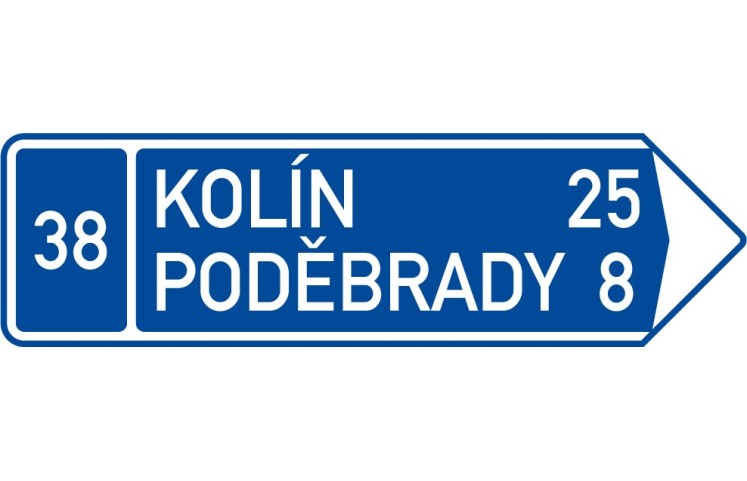 Dopravní značka IS3d - Směrová tabule (s dvěma cíli) Dopravní značka IS3d - Směrová tabule (s dvěma cíli)