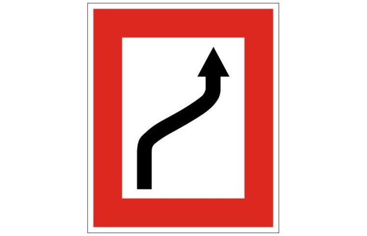 Plavební znak B2b - Příkaz plout ke straně plavební dráhy, která je po pravém boku Plavební znak B2b - Příkaz plout ke straně plavební dráhy, která je po pravém boku