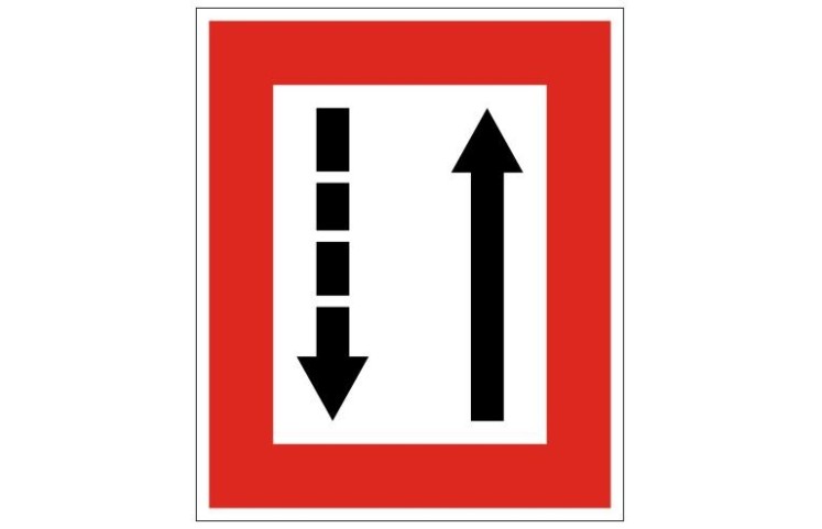 Plavební znak B3b - Příkaz přidržovat se strany plavební dráhy, která je po pravém boku Plavební znak B3b - Příkaz přidržovat se strany plavební dráhy, která je po pravém boku