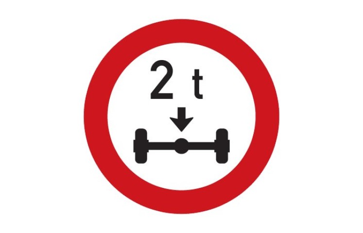 Dopravní značka B14 - Zákaz vjezdu vozidel, jejichž okamžitá hmotnost připadající na nápravu přesahuje vyznačenou mez
